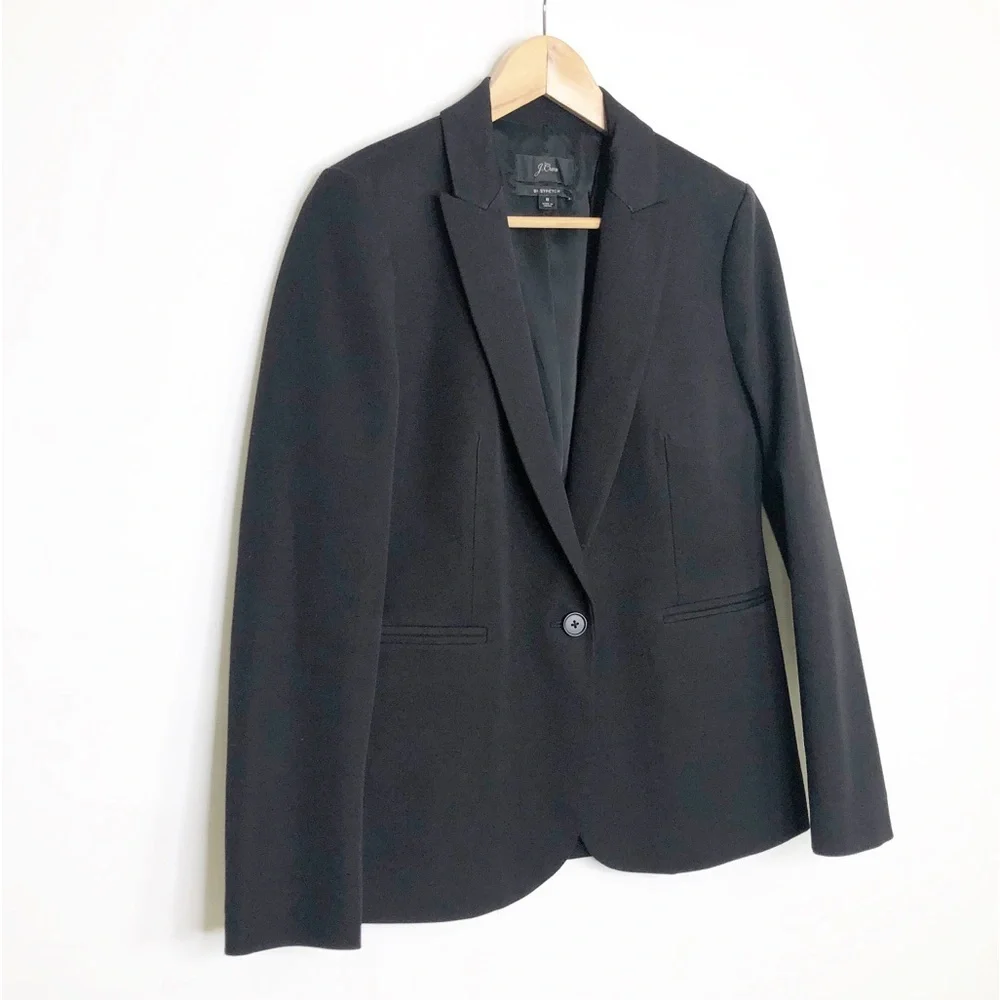 J.Crew BI Stretch black, one button closure blazer